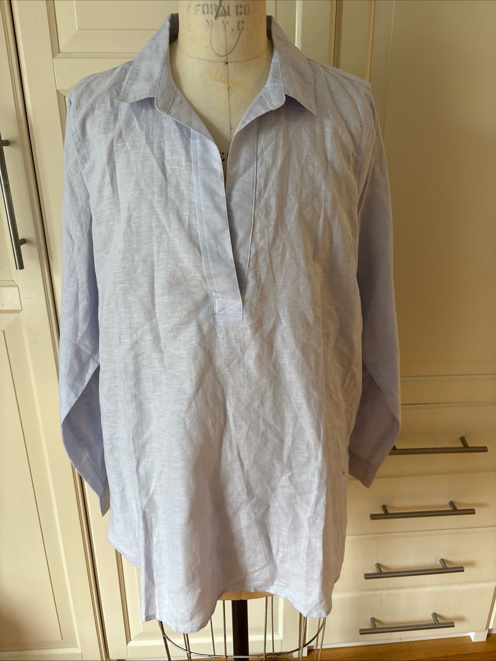 NWT j crew light blue tunic top popover xl